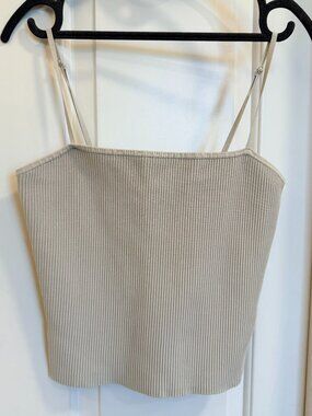 Babaton Aritzia Ribbed Knit Camisole Tank Beige Size Large
